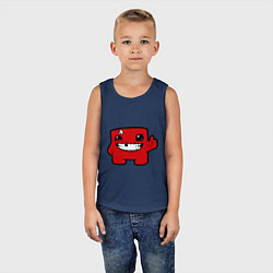 Майка детская хлопок Super Meat Boy, цвет: тёмно-синий — фото 2