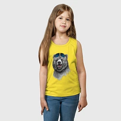 Майка детская хлопок Медведь в очках, цвет: желтый — фото 2