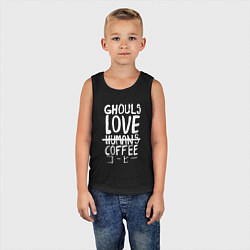 Майка детская хлопок Ghouls Love Coffee, цвет: черный — фото 2
