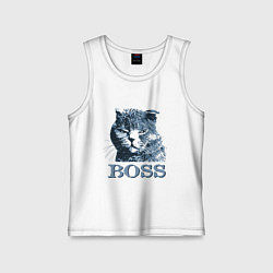 Майка детская хлопок Boss cat, цвет: белый