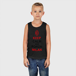 Майка детская хлопок Keep Calm & Forza Milan, цвет: черный — фото 2