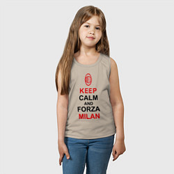 Майка детская хлопок Keep Calm & Forza Milan, цвет: миндальный — фото 2