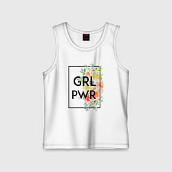 Майка детская хлопок GRL PWR, цвет: белый