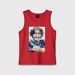 Майка детская хлопок Keep Calm & Love Harry Styles, цвет: красный