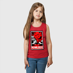 Майка детская хлопок Cyberpunk 2077: Samurai Poster, цвет: красный — фото 2