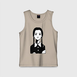 Майка детская хлопок Wednesday Addams, цвет: миндальный