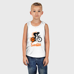 Майка детская хлопок Cycling scratch race, цвет: белый — фото 2