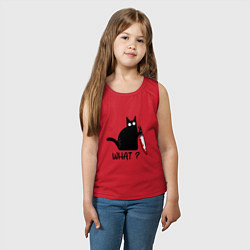 Майка детская хлопок What cat, цвет: красный — фото 2