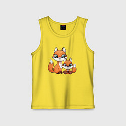 Майка детская хлопок Милые лисята, цвет: желтый