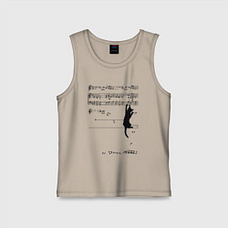 Майка детская хлопок Music cat, цвет: миндальный