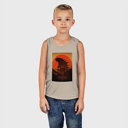 Майка детская хлопок Godzilla and red sun, цвет: миндальный — фото 2