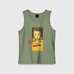 Майка детская хлопок Алёнка-удалёнка, цвет: авокадо