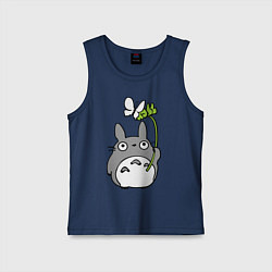 Майка детская хлопок Totoro и бабочка, цвет: тёмно-синий
