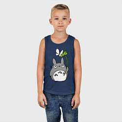 Майка детская хлопок Totoro и бабочка, цвет: тёмно-синий — фото 2