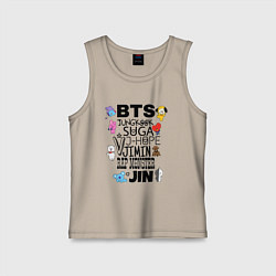 Майка детская хлопок BTS BT21, цвет: миндальный