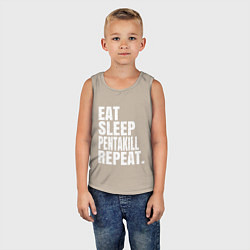 Майка детская хлопок EAT SLEEP PENTAKILL REPEAT, цвет: миндальный — фото 2