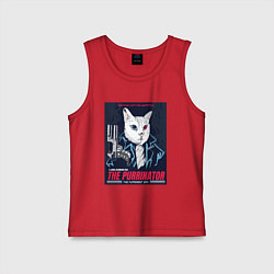 Майка детская хлопок Кот Терминатор пародия, цвет: красный