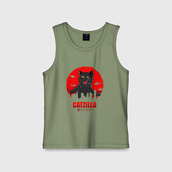 Майка детская хлопок КОТЗИЛЛА CATZILLA, цвет: авокадо