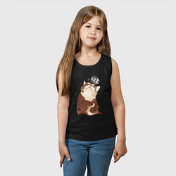 Майка детская хлопок СПЯЩИЙ КОТ, цвет: черный — фото 2