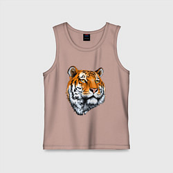 Майка детская хлопок Тигр, цвет: пыльно-розовый