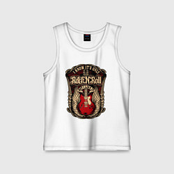 Майка детская хлопок Гитара и крылья РОК, цвет: белый