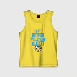 Майка детская хлопок Еда, сон, волейбол, цвет: желтый