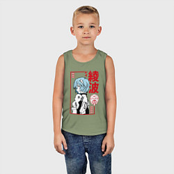 Майка детская хлопок Рей Аянами EVA-00, цвет: авокадо — фото 2