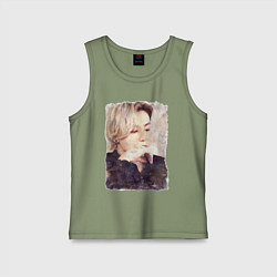 Майка детская хлопок Задумчивый Чонгук, цвет: авокадо