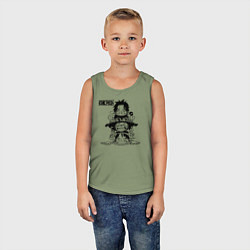 Майка детская хлопок Эйс, Луффи и Сабо - Братство ASL, цвет: авокадо — фото 2