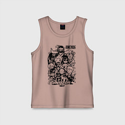 Майка детская хлопок Персонажи Ван-Пис Большой куш, цвет: пыльно-розовый