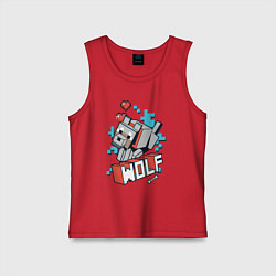 Майка детская хлопок Майнкрафт Волк, Minecraft Wolf, цвет: красный