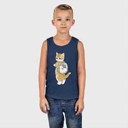 Майка детская хлопок Котёнок с гусём, цвет: тёмно-синий — фото 2