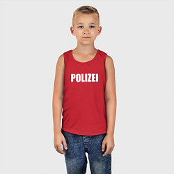 Майка детская хлопок POLIZEI Полиция Надпись Белая, цвет: красный — фото 2