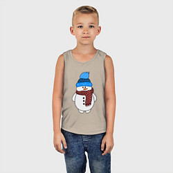 Майка детская хлопок Снеговик в шапочке, цвет: миндальный — фото 2