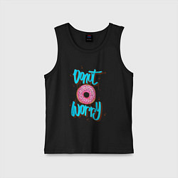 Майка детская хлопок Donut Worry, цвет: черный