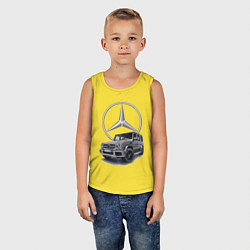 Майка детская хлопок Mercedes Gelendwagen G63 AMG G-class G400d, цвет: желтый — фото 2
