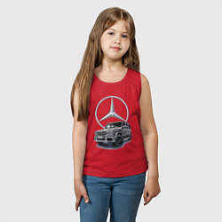 Майка детская хлопок Mercedes Gelendwagen G63 AMG G-class G400d, цвет: красный — фото 2