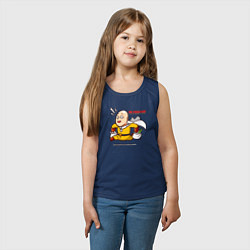 Майка детская хлопок Счастливый Сайтама с пакетами продуктов One Punch-, цвет: тёмно-синий — фото 2