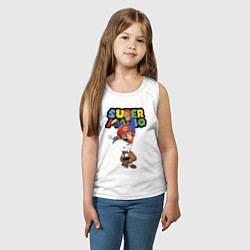 Майка детская хлопок Mario and Goomba Super Mario, цвет: белый — фото 2