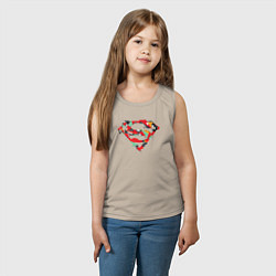 Майка детская хлопок Logo Superman, цвет: миндальный — фото 2