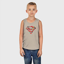 Майка детская хлопок Logo Superman, цвет: миндальный — фото 2