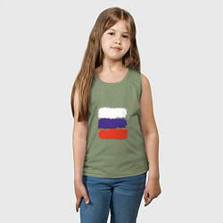 Майка детская хлопок Россия - Триколор, цвет: авокадо — фото 2