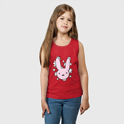 Майка детская хлопок Bad Bunny Floral Bunny, цвет: красный — фото 2