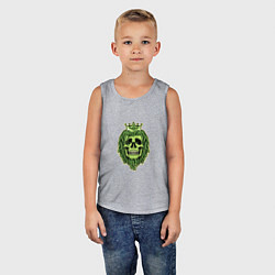 Майка детская хлопок Green Skull, цвет: меланж — фото 2
