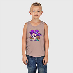 Майка детская хлопок Mexico Skull, цвет: пыльно-розовый — фото 2