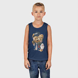 Майка детская хлопок Прикольный мишутка Enjoy, цвет: тёмно-синий — фото 2