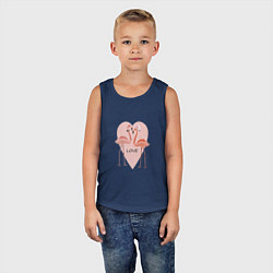 Майка детская хлопок Розовые фламинго на фоне розового сердца, цвет: тёмно-синий — фото 2