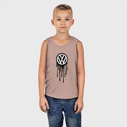 Майка детская хлопок Volkswagen - art logo, цвет: пыльно-розовый — фото 2