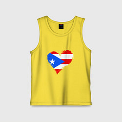 Майка детская хлопок Сердце - Пуэрто-Рико, цвет: желтый