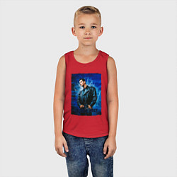 Майка детская хлопок Dave Gahan Depeche Mode - blue background, цвет: красный — фото 2